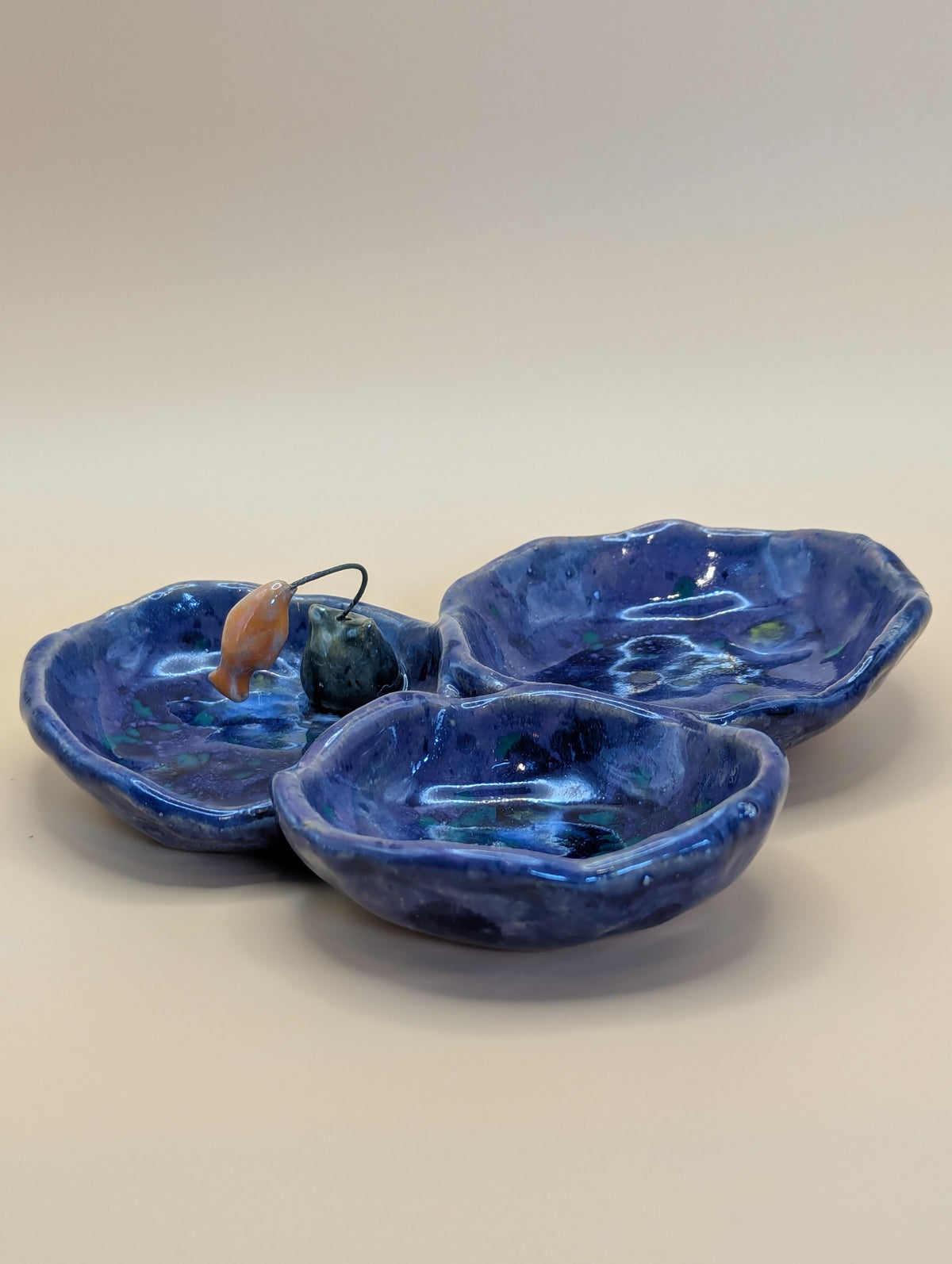 Gone Fishing - Cat Fishing Triple Trinket Dish