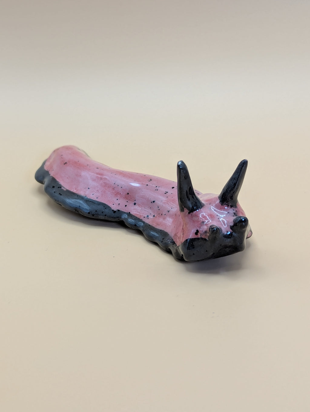 Handmade Pink Speckled Ceramic Slug Ornament