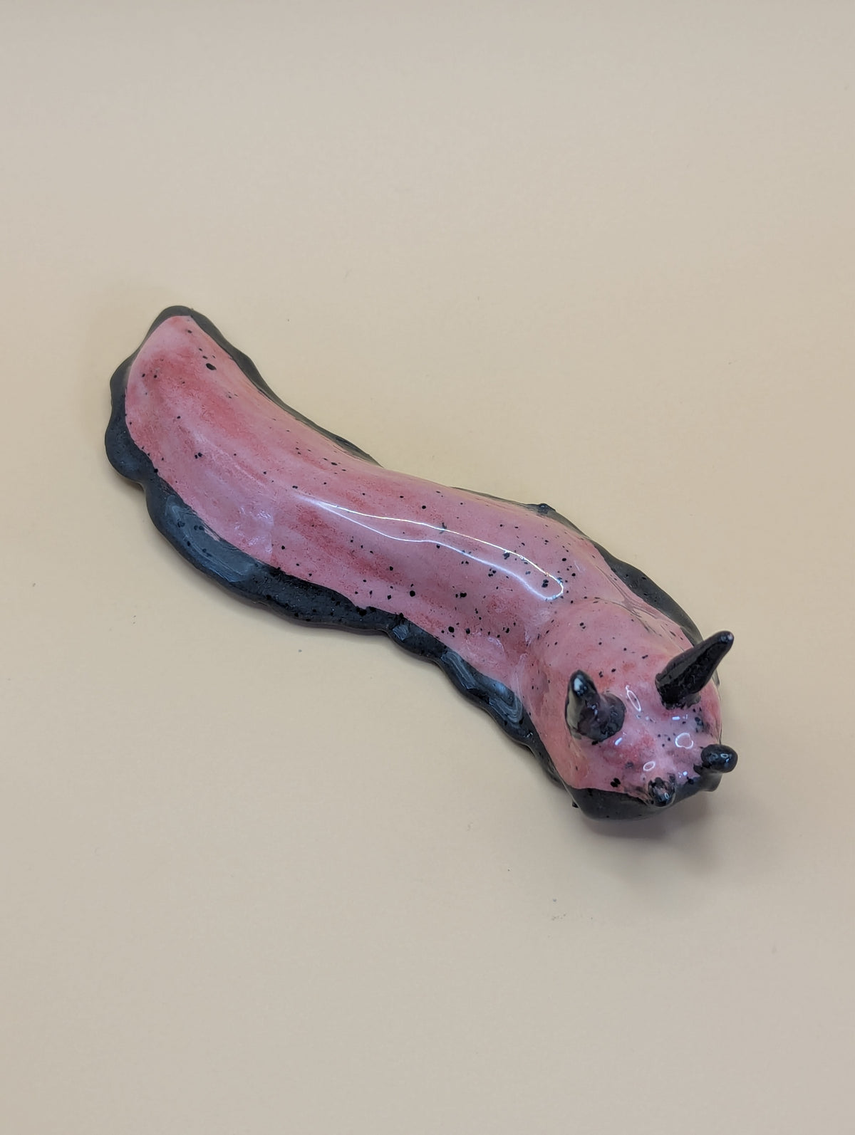Handmade Pink Speckled Ceramic Slug Ornament