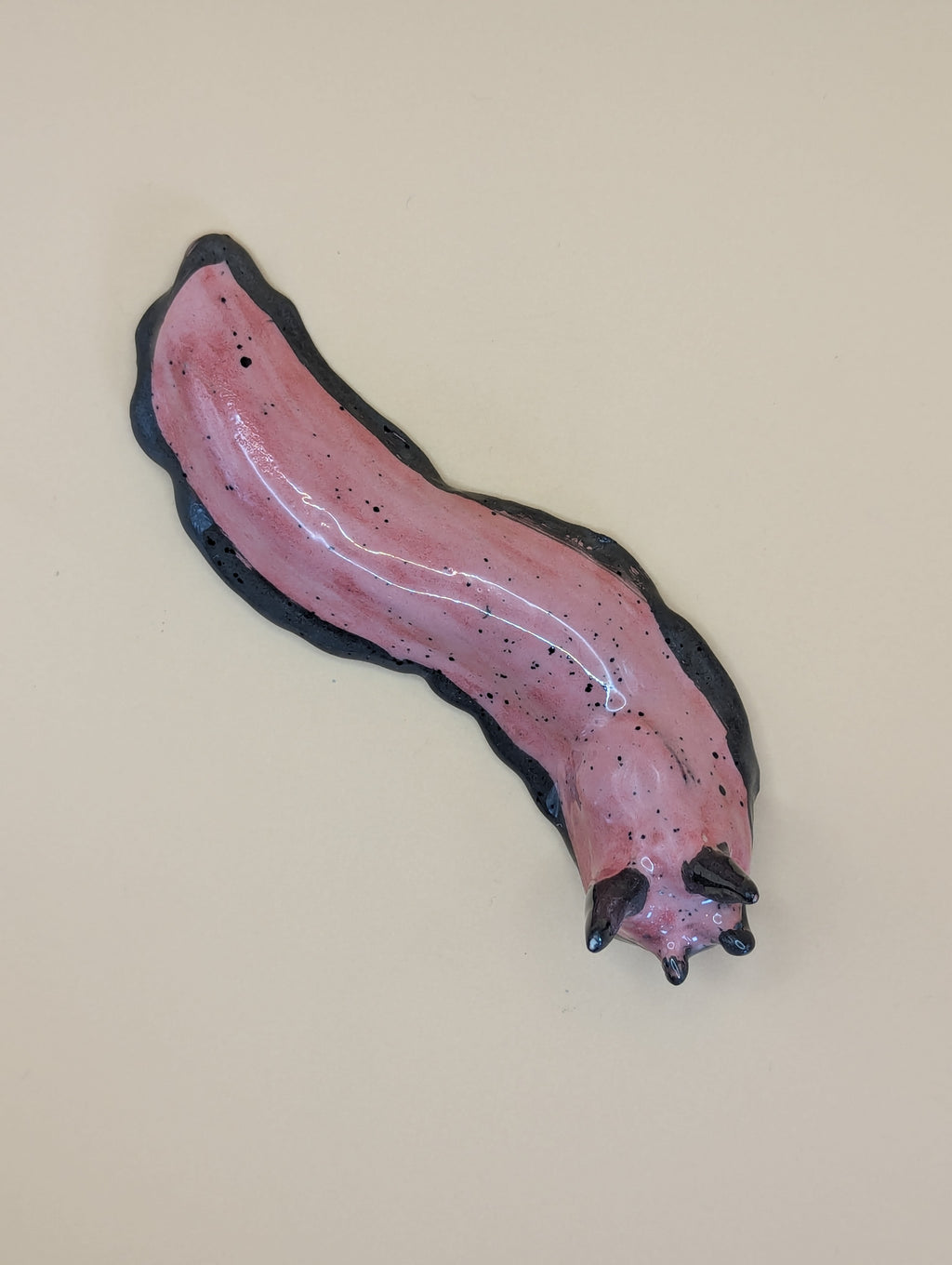 Handmade Pink Speckled Ceramic Slug Ornament