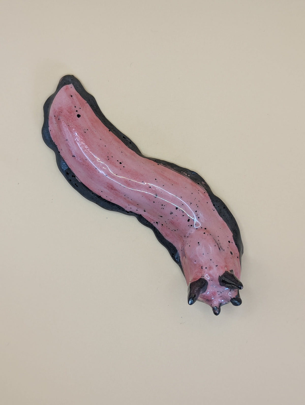 Handmade Pink Speckled Ceramic Slug Ornament