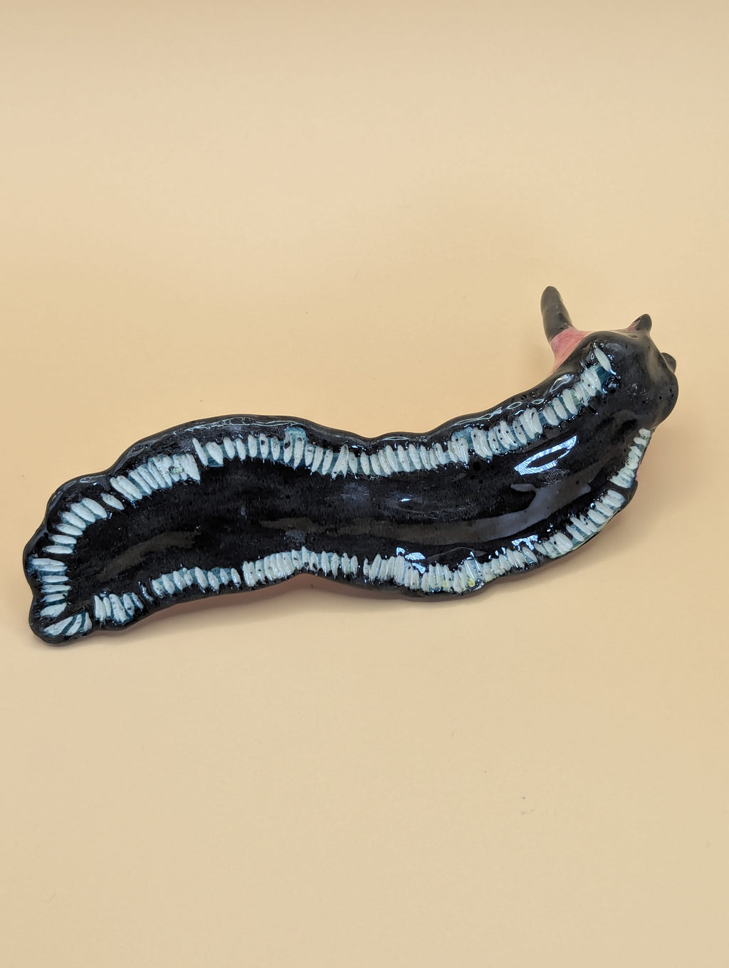 Handmade Pink Speckled Ceramic Slug Ornament