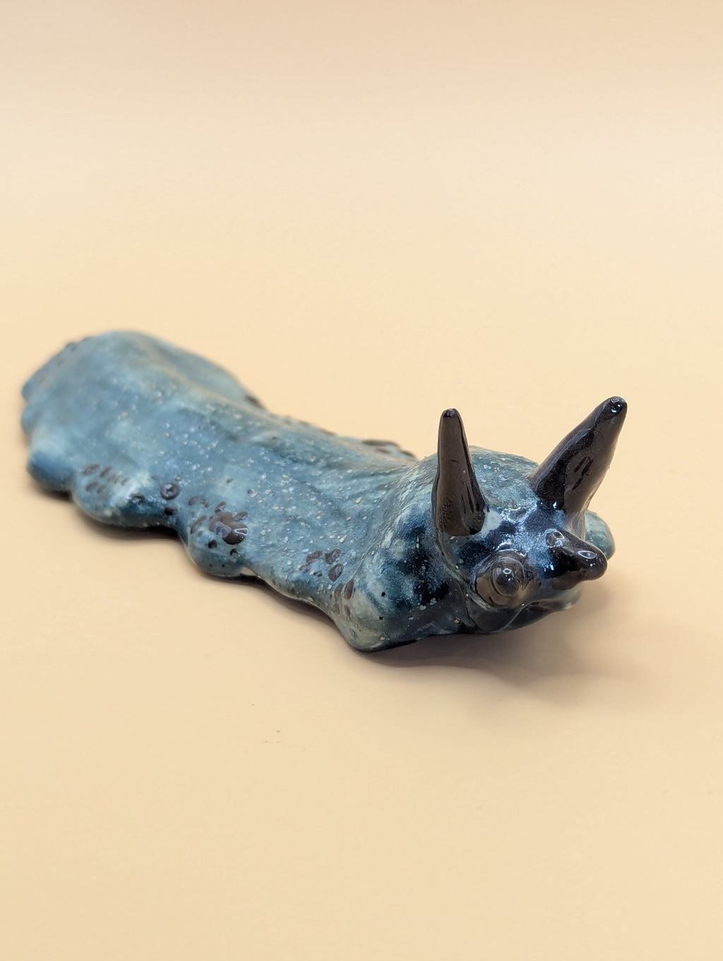 Handmade Green spotted Ceramic Slug Ornament
