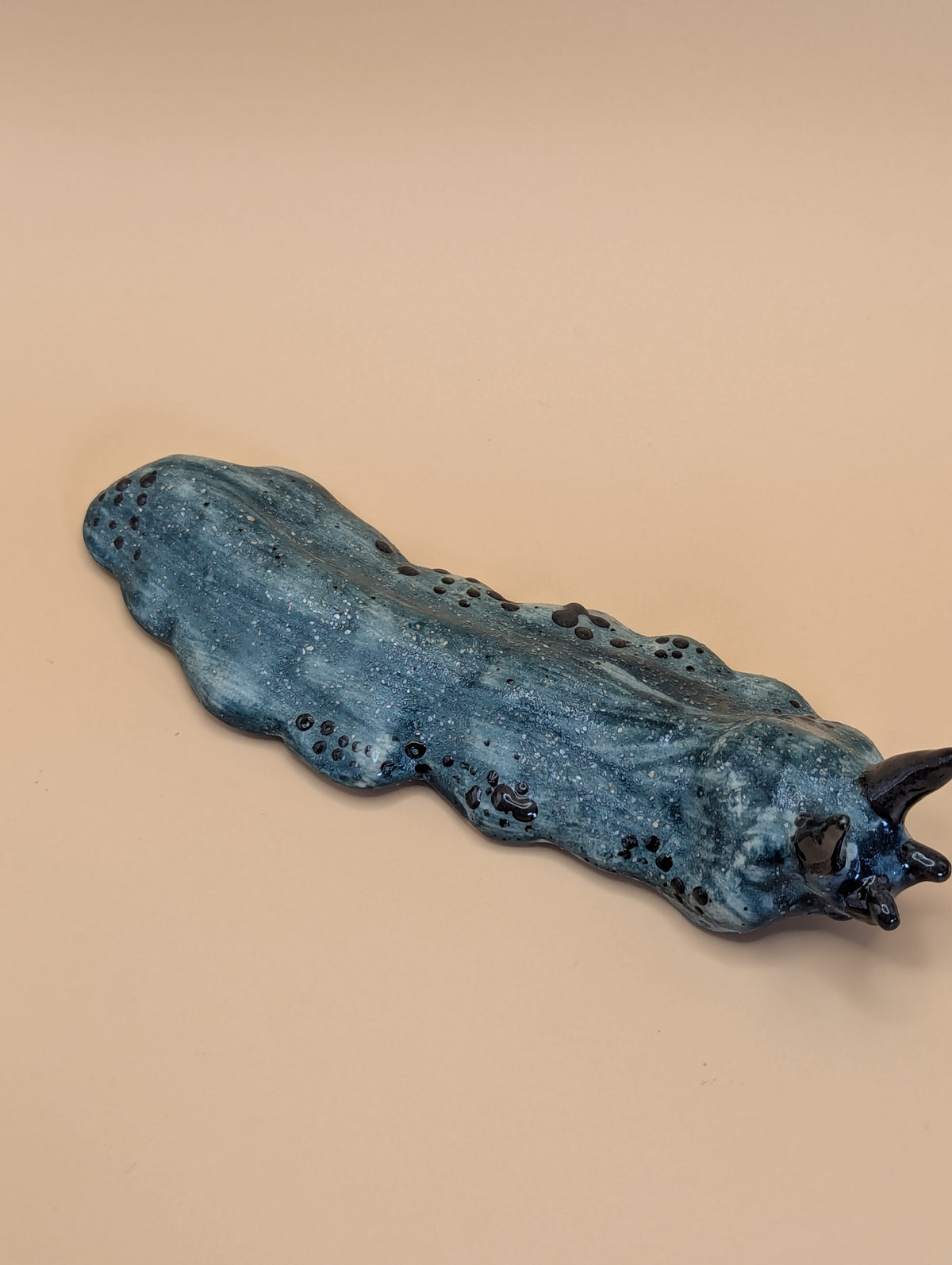 Handmade Green spotted Ceramic Slug Ornament