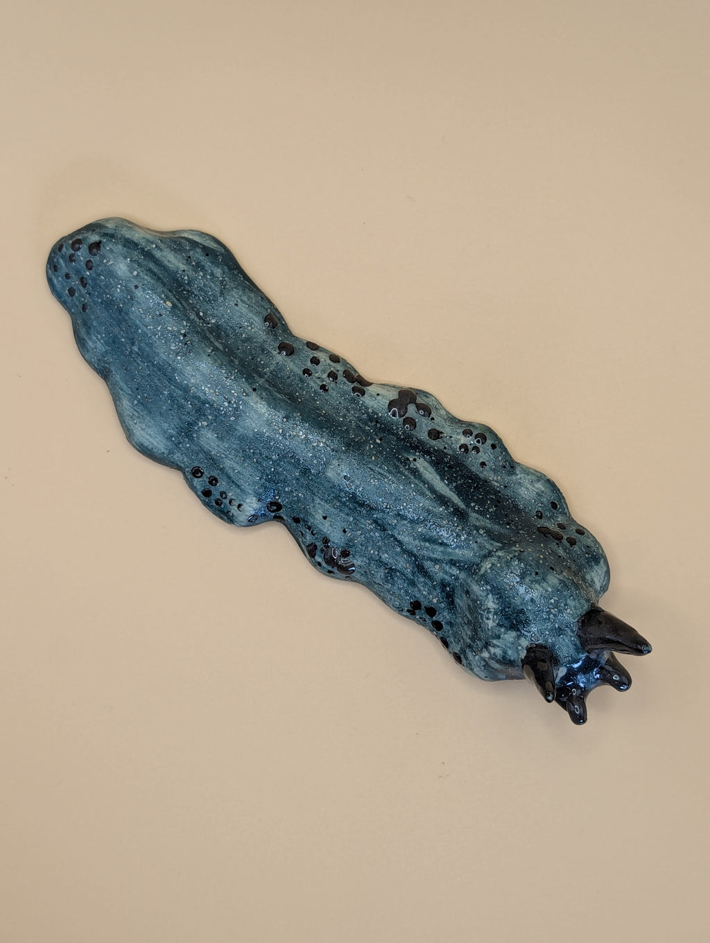Handmade Green spotted Ceramic Slug Ornament