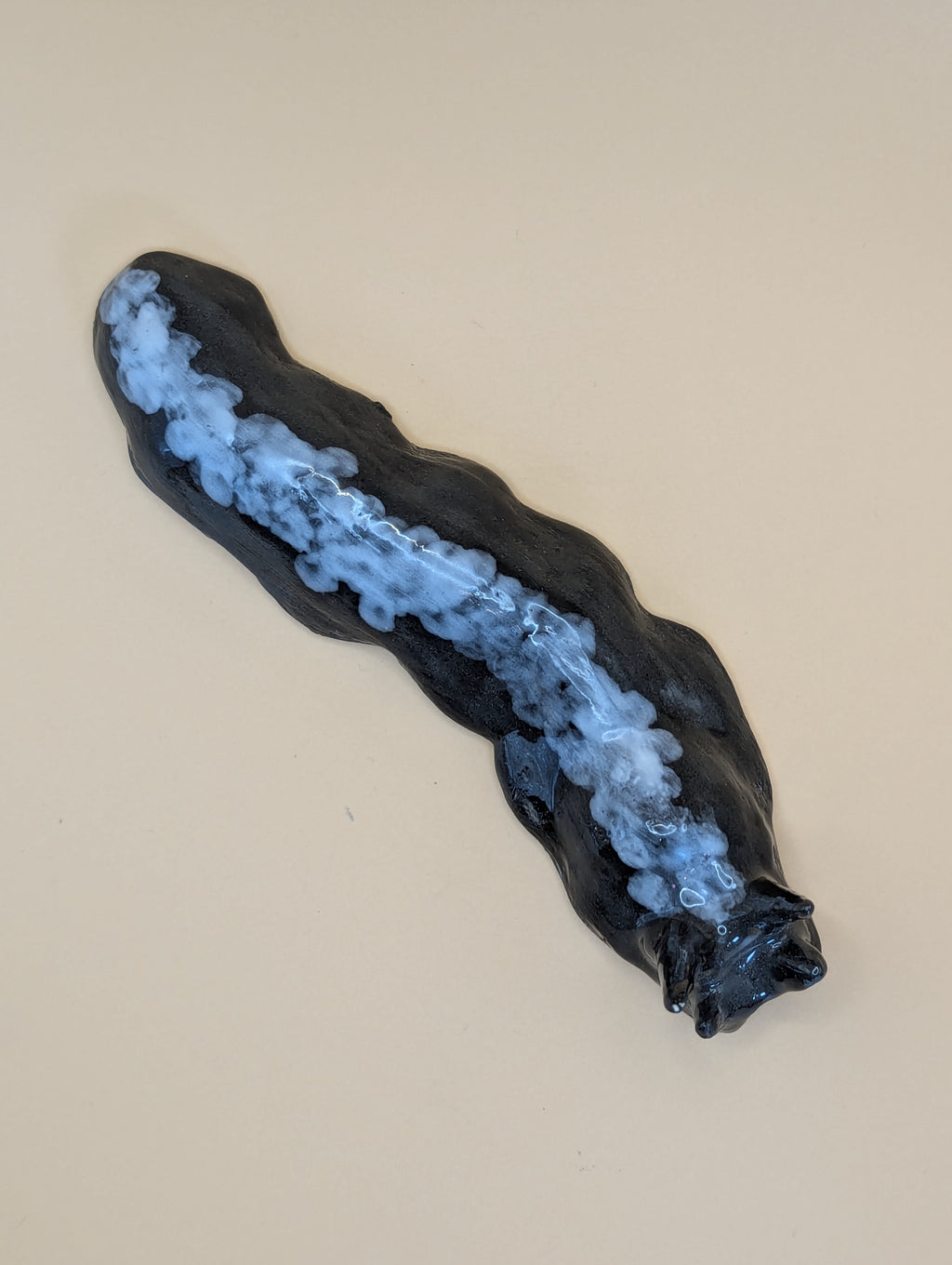Handmade Grey Ceramic Slug with Smokey White Pattern Ornament