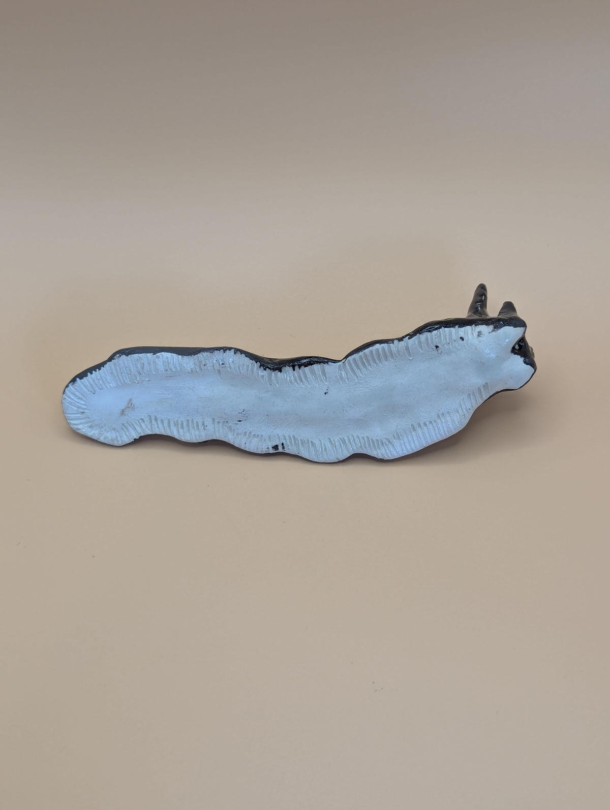 Handmade Grey Ceramic Slug with Smokey White Pattern Ornament