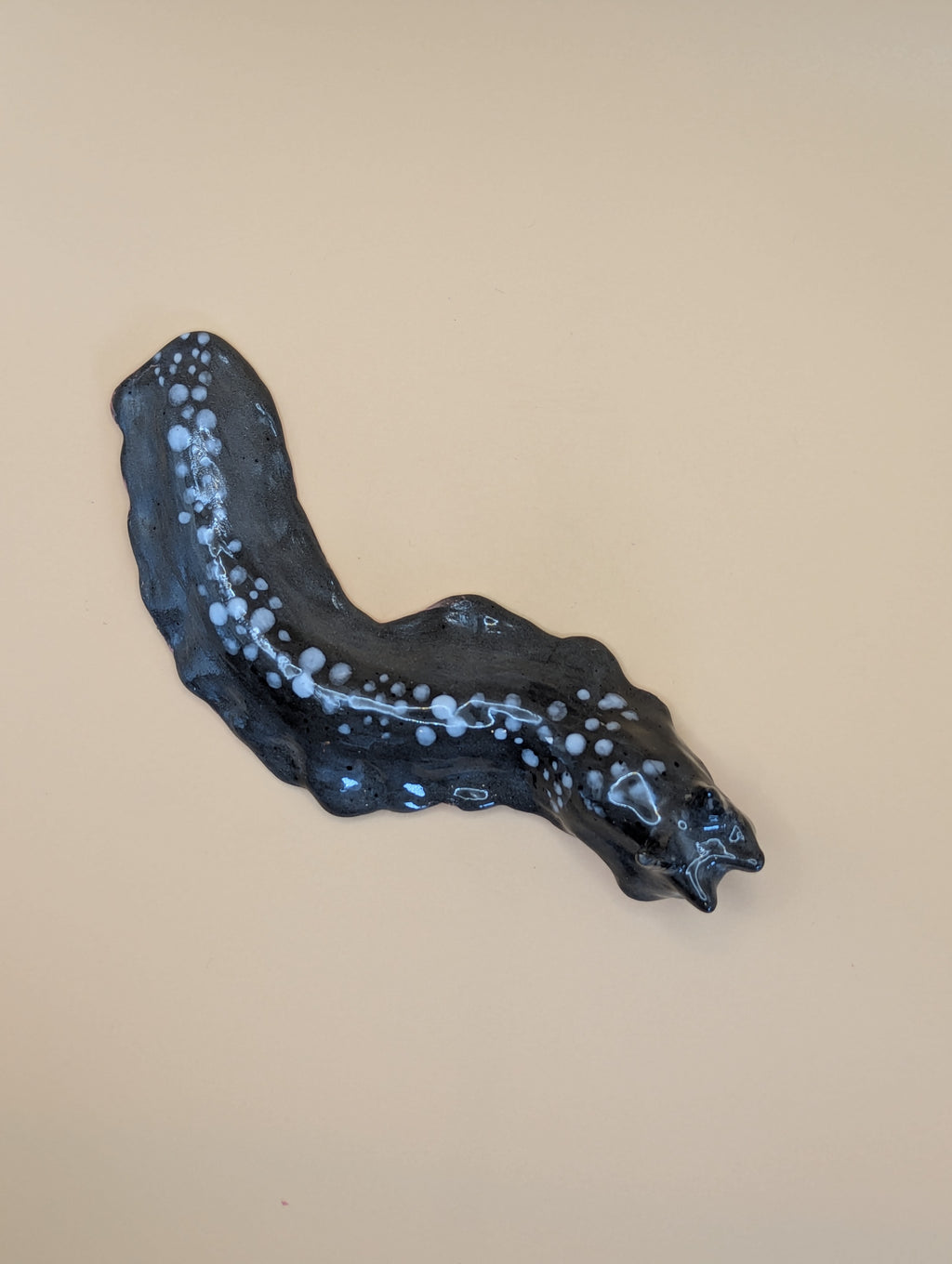 Handmade Grey & White Spotted Ceramic Slug Ornament