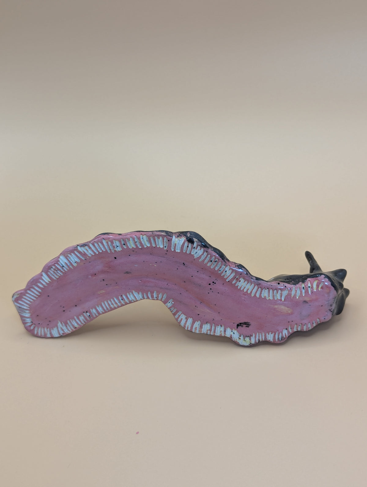 Handmade Grey & White Spotted Ceramic Slug Ornament