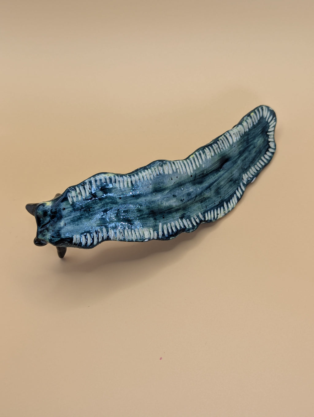 Handmade Blue Ceramic Slug Ornament