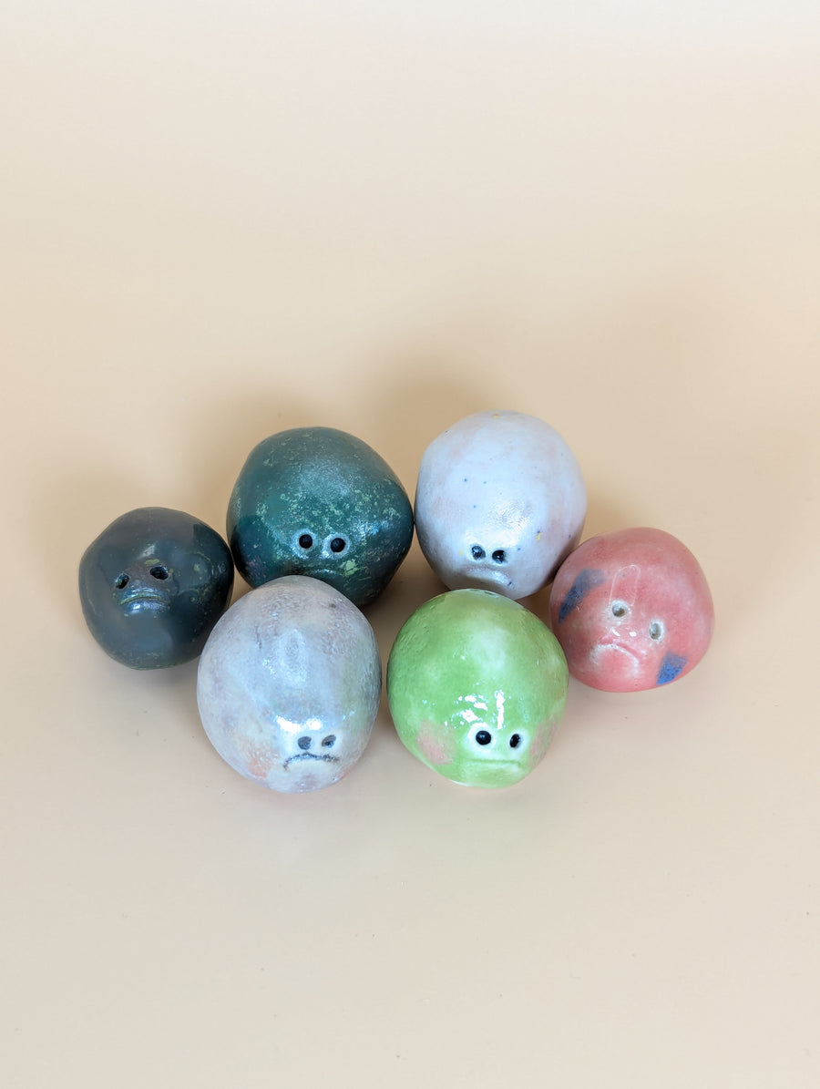 Terry the Grumpy Frog (With Rattle!) – Handmade Ceramic Desk Buddy